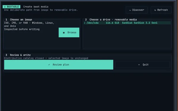 Bootable — mouse-friendly terminal interface
