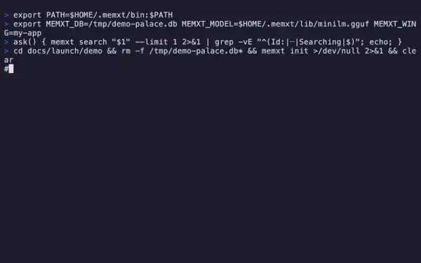 memxt — semantic recall demo