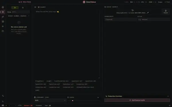 OmniVoice Studio — voice cloning