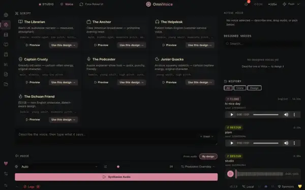 OmniVoice Studio — voice design