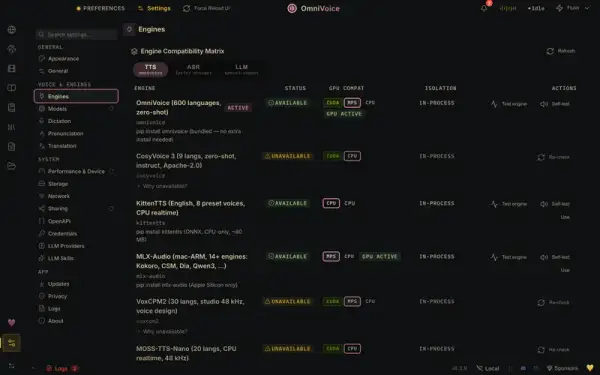OmniVoice Studio — engines